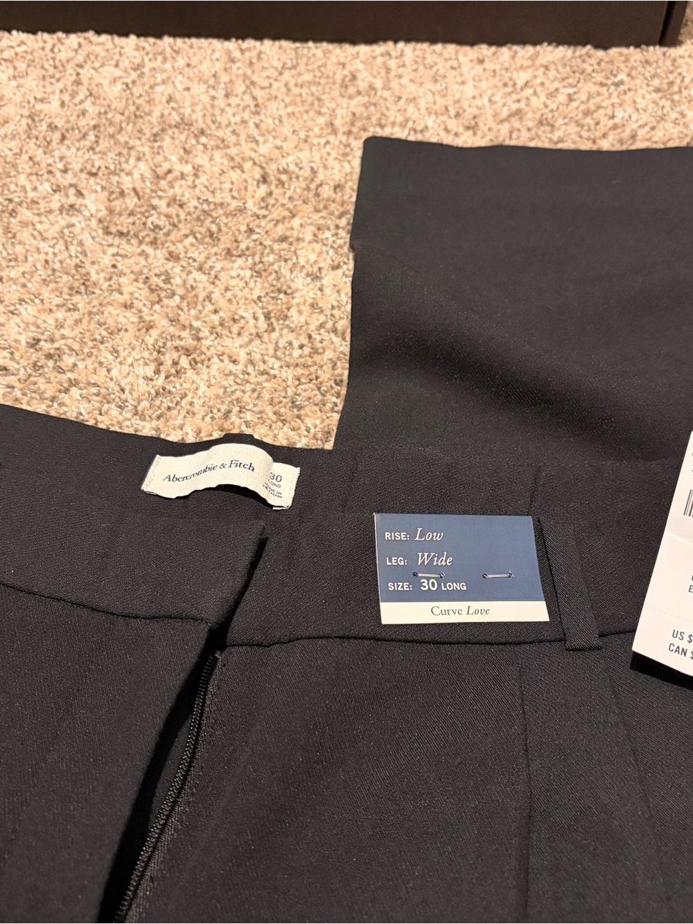 Abercrombie & Fitch Women’s Black Low-Rise Wide-Leg Pants - Size 30 Long
